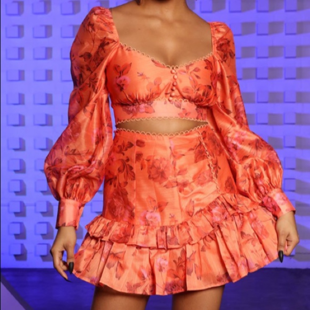 Fashion Nova - Camila Skirt Set - Orange/floral